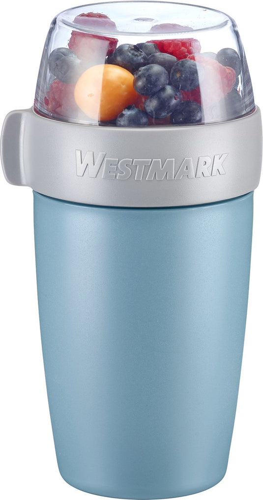 Westmark mueslibeker lunchpot, met 2 lekvrije compartimenten: 200 ml + 500 ml, kunststof, natuurlijk bpa-vrij, blauw grijs helder, 5285226b