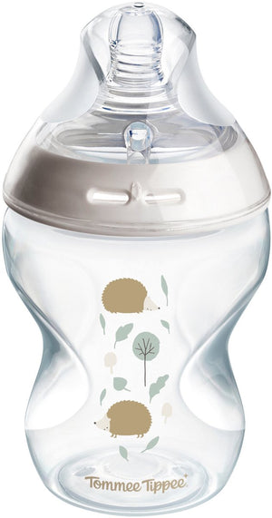 Tommee tippee natural start babyfles - set van 1 x 260ml baby fles - lage toevoersnelheid 0m+ - met egelmotief