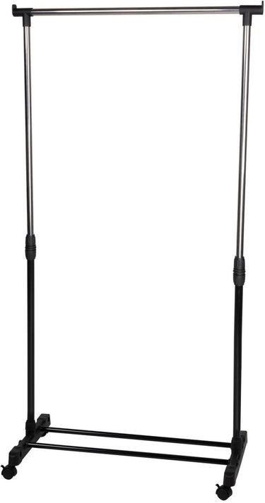 Alpina kledingrek met wieltjes - kleding rek hoogte verstelbaar 93 - 158cm - mobiele kledingstang - zwart