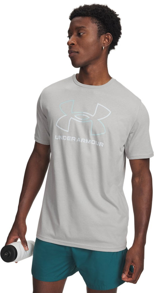 Under armour ua gl foundation update ss-gry heren sportshirt - grijs - enamel blauw - illusion groen