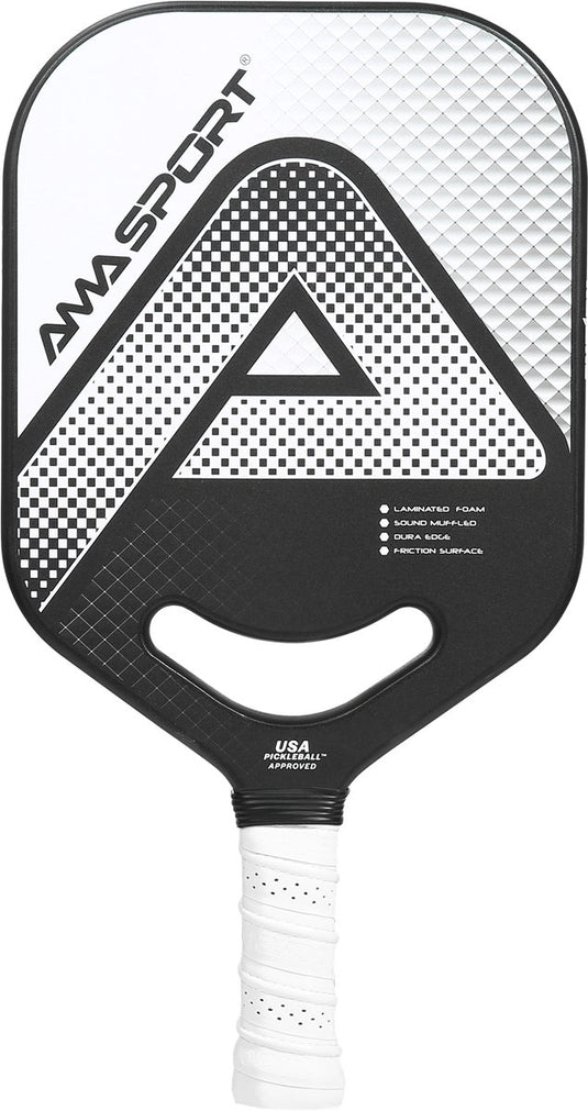 Ama sport pickleball paddle pp002-c1s zilver zwart – graphite surface – 20 mm kern – aero-duraedge air dynamic throat –