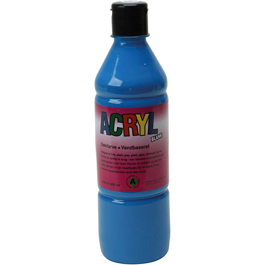 Acryl verf, primair blauw, 500 ml 1 fles