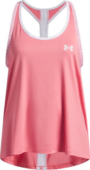 Under armour tech knockout tank-pnk meisjes sportshirt - bittersweet roze - wit