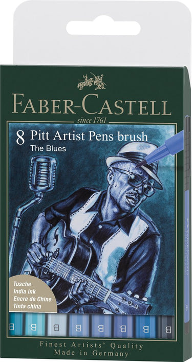 Faber-castell tekenstift - pitt artist pen - 8-delig - blues - fc-167173