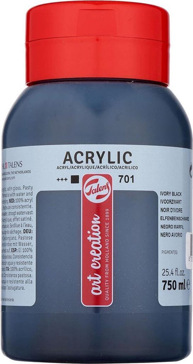 Talens art creation acrylverf pot 750 ml ivoorzwart 701