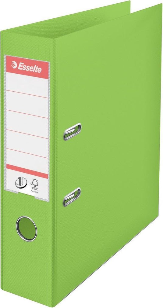 Esselte no.1 vivida kunststof a4 ordner met etikethouder - voor 500 vel - rugbreedte van 75mm - groen