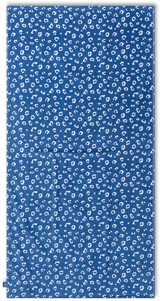 Swim essentials - strandlaken - 180 x 90 cm - handdoek - luipaardprint - sneldrogend microvezel - blauw