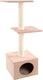 Flamingo krabpaal – charbonel beige crème – 47 × 35 × 103 cm – sisal krabpaal – met ligplateaus huisje – voor katten