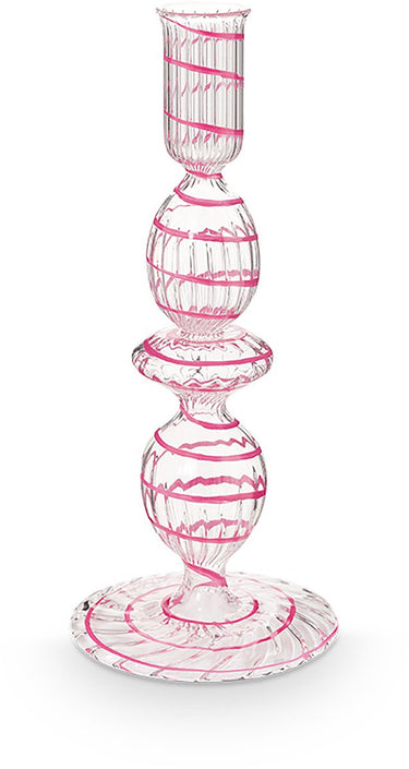 Pip studio - kandelaar - woonaccessoires - roze kaarsenhouder - glas swirl - 20cm