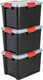 Iris airtight opbergbox - 20l - kunststof - zwart rood - set van 3