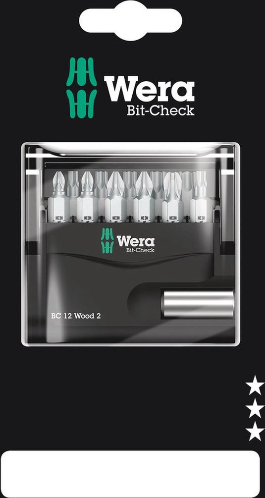 Wera bit-check 12 wood 2 sb 05136391001 bitset 12-delig 1 4 (6.3 mm) incl. bithouder