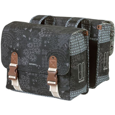 Basil Bohème Dubbele Fietstas - Zwart - 35L - Waterafstotend - Kunstleren Details