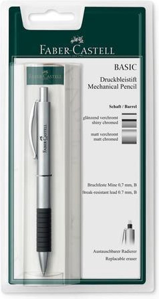 Faber-castell vulpotlood - basic - metal mat chroom - op blister - fc-138478