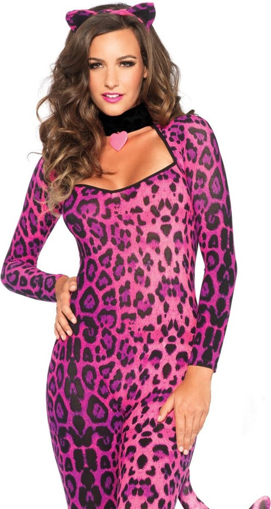 Leg avenue pretty pink cougar catsuit
