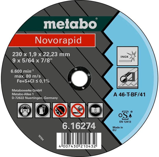 Metabo accessoires metabo trennscheibe novorapid cutting discs 115x1.0x22 metabo