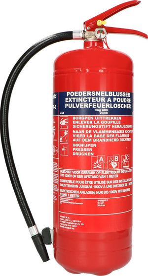 Alecto bp6 brandblusser - poederblusser 6 kilogram - brandklasse abc - inclusief ophangbeugel