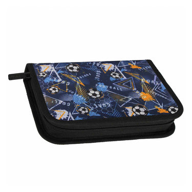 Etui met accessoires voetbal blauw, 25dlg.