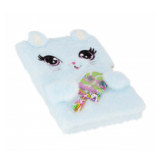 Imp pluche dagboek kat met slot, a5