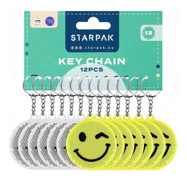 Reflecterende sleutelhanger emoticon, 12st.