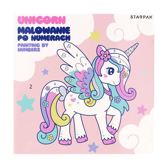 Schilderen op nummers unicorn 20x20cm, 6 kleuren