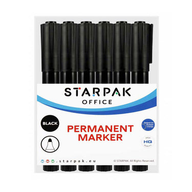 Permanent stift rond zwart, 12st.
