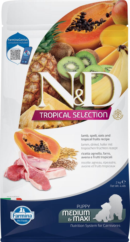 Farmina n d dog tropical selection lamb puppy med maxi 2 kg