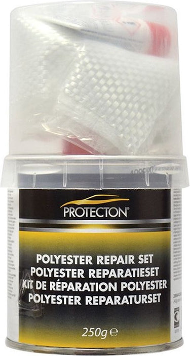 Protecton polyester reparatieset - met hars en verharder - sterke hechting – sneldrogend – voor metaal, hout kunststof - 250 gram