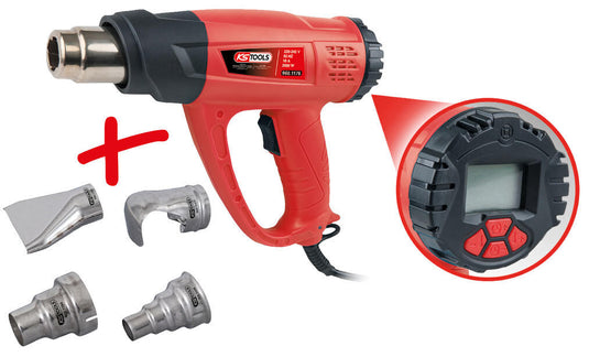 Ks tools heteluchtpistool set hot air blower set lcd ks-tools, 5-piece, digita