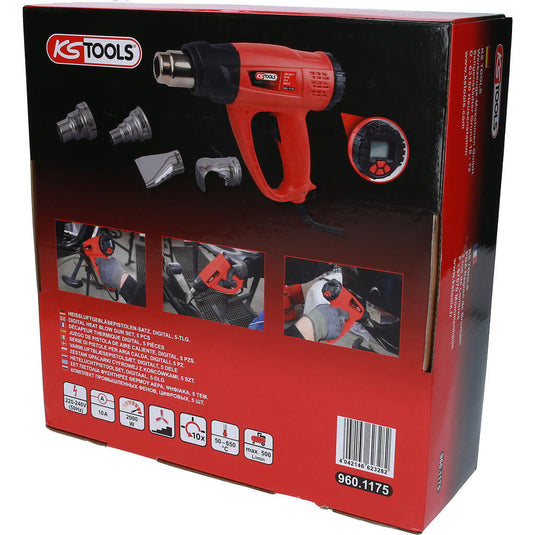 Ks tools heteluchtpistool set hot air blower set lcd ks-tools, 5-piece, digita