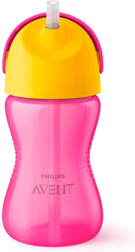Philips avent drinkbeker met rietje - 12+ maanden - 300 ml - roze geel - scf798 02