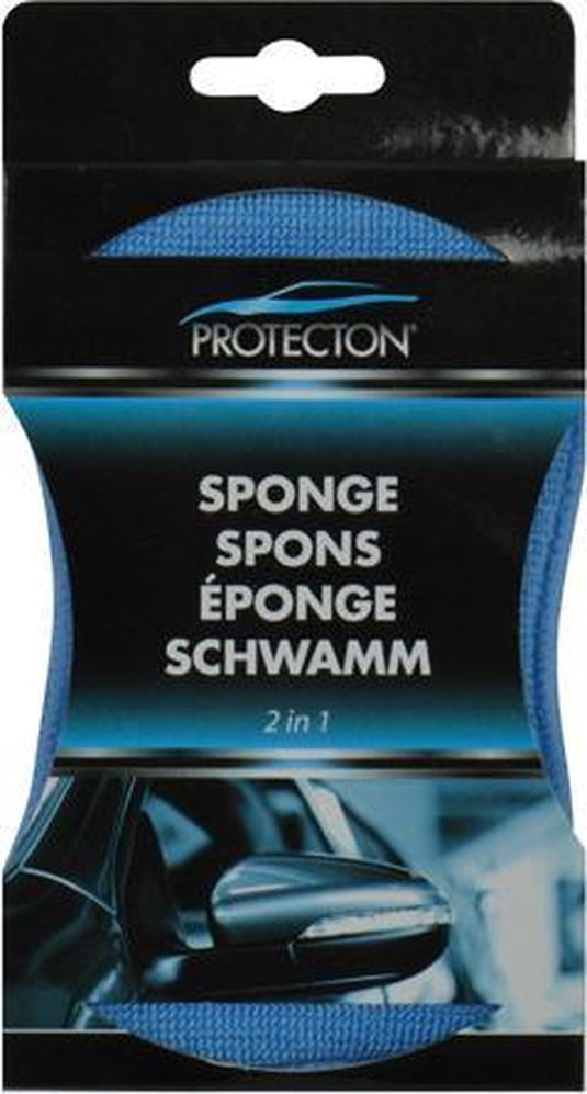Protecton 2 in 1 spons - dubbelzijdige spons – microvezel zeem zijde - verwijdert het hardnekkigste vuil – maakt streeploos droog – 17x10cm