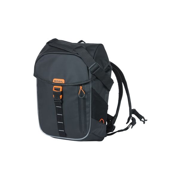 Load image into Gallery viewer, Basil Miles Tarpaulin fietsrugzak Nordlicht - Waterdichte zwarte rugzak voor fietsers - 17L - Unisex - Sportief - Zwart
