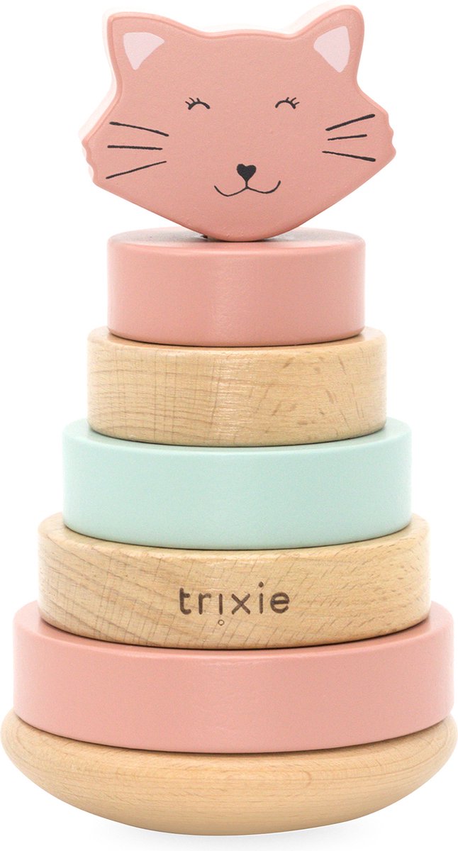 Afbeelding laden in galerijviewer, Trixie houten stapeltoren - mrs. cat - houten stacking toy - educatief speelgoed - voor jongens meisjes - kat
