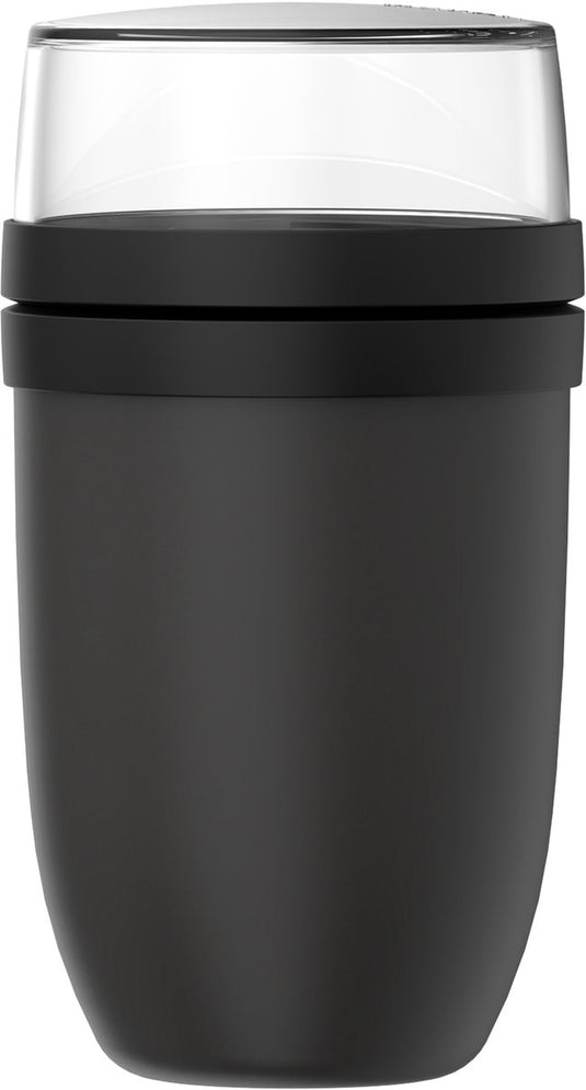 Mepal lunchpot xl ellipse - 750 + 300 ml - yoghurtbeker en muesli beker to go - geschikt voor vriezer. magnetron en vaatwasser - nordic black