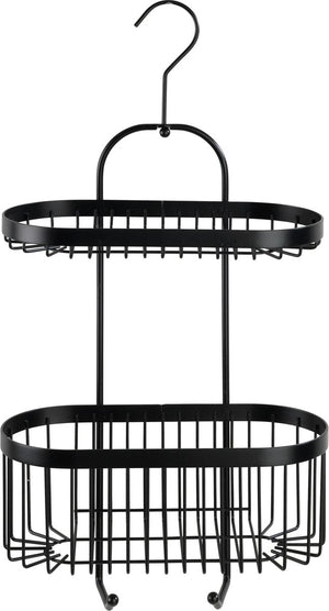 Wenko doucherek 2-laags classic plus black mat zwart 26x47cm - zonder boren - doucherekje hangend - douchemand - douchecaddy ophangbaar