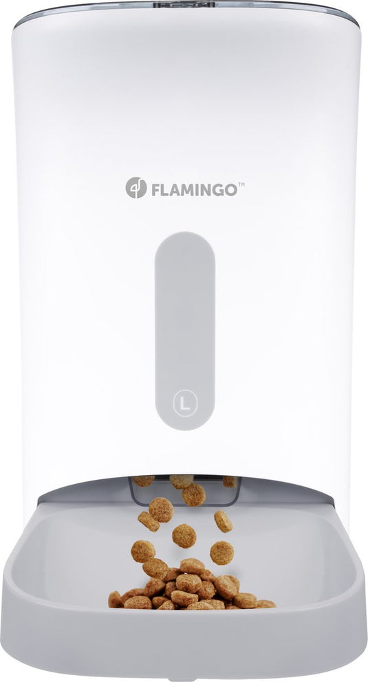 Flamingo automatische voerbar hond en kat – voederautomaat – met timerfunctie – 4,5l – model odion – wit