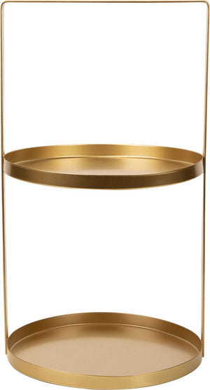 Cosy @ home etagere 2 trays mat goud 25x25xh45cm met