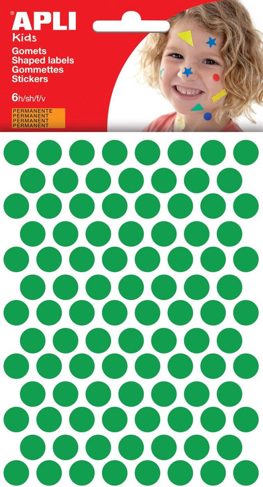 Apli kids stickers | cirkel diameter 10 | 5 mm | blister met 528 stuks | groen