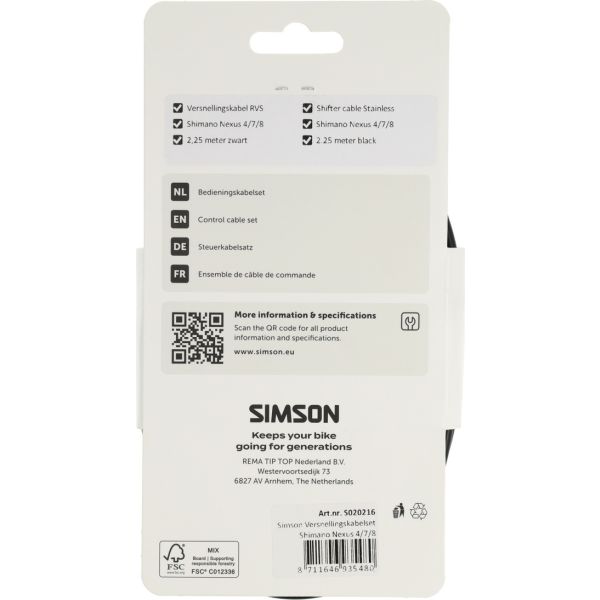 Afbeelding laden in galerijviewer, Simson versnellingskabelset nexus 4 7 8 rvs - zwart
