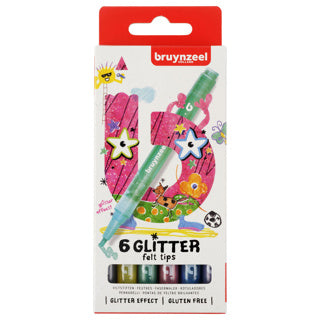 Bruynzeel glitter viltstiften 6 stuks | 3 stuks