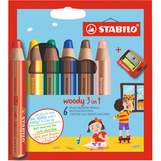 Stabilo woody 3 in 1 - multitalent potlood - set 6 stuks