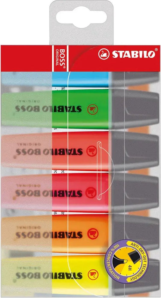 Stabilo boss original - markeerstift - hoogste kwaliteit - etui met 6 kleuren