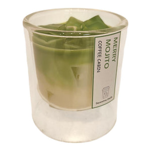 Mansion atmosphere geurkaars in glas merry mojito wit groen 7,4x8,4cm