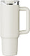Kozie thermosbeker 980 ml – rvs – dubbelwandig geïsoleerd – crème beige – voor warme koude dranken