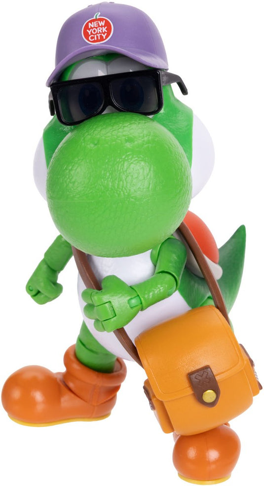Jakks super mario galaxy film – 13 cm figuurserie – yoshi-figuur met hoed, zonnebril en tas