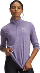 Under armour tech 1 2 zip- twist-ppl dames sporttrui - paars luxe - wit