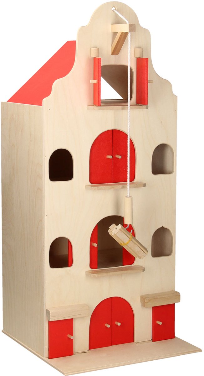 Afbeelding laden in galerijviewer, Playwood - houten pakhuis grachtenpand klein; hoogte 67 cm
