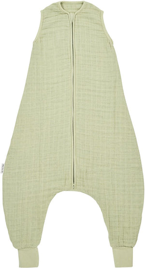 Meyco baby - 104 cm - uni baby zomer slaapoverall jumper - pre-washed hydrofiel - soft olive - 104cm