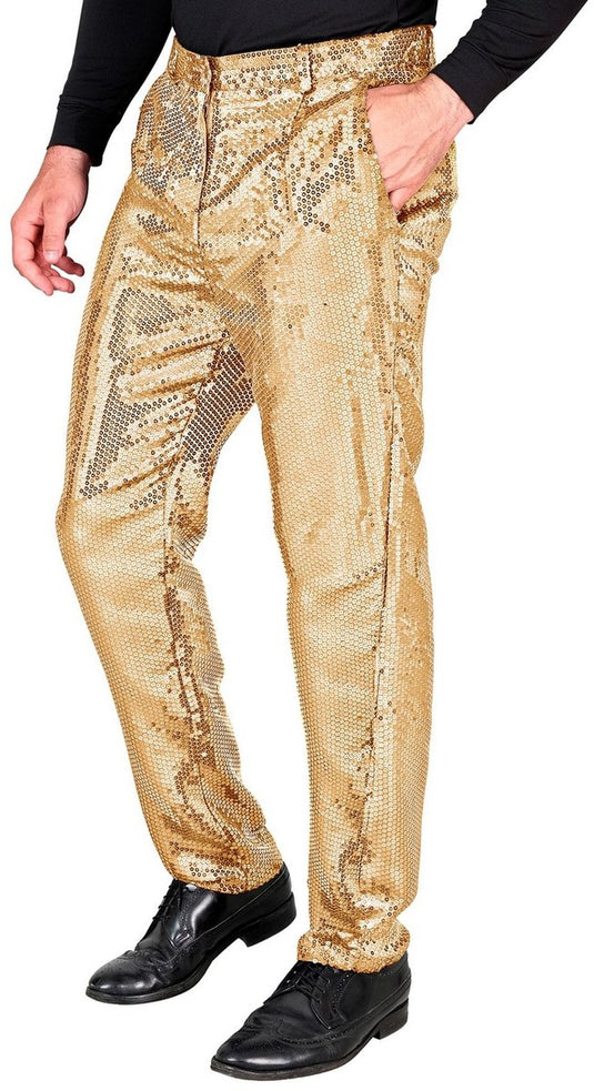 Widmann oogverblindende pailletten broek goud man