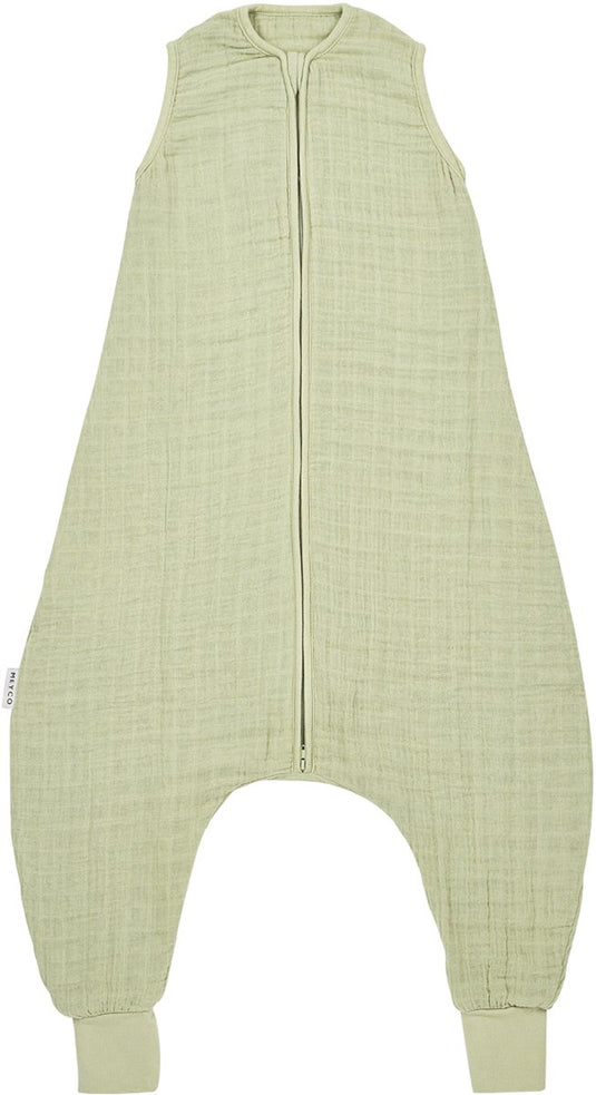 Meyco baby - 104 cm - uni baby zomer slaapoverall jumper - pre-washed hydrofiel - soft olive - 104cm